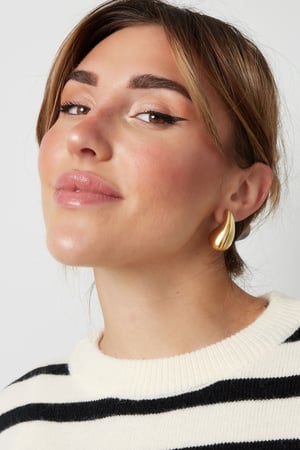 Women's Thick Dome Drop Earrings Made of Stainless Steel - Medium h5 Picture4